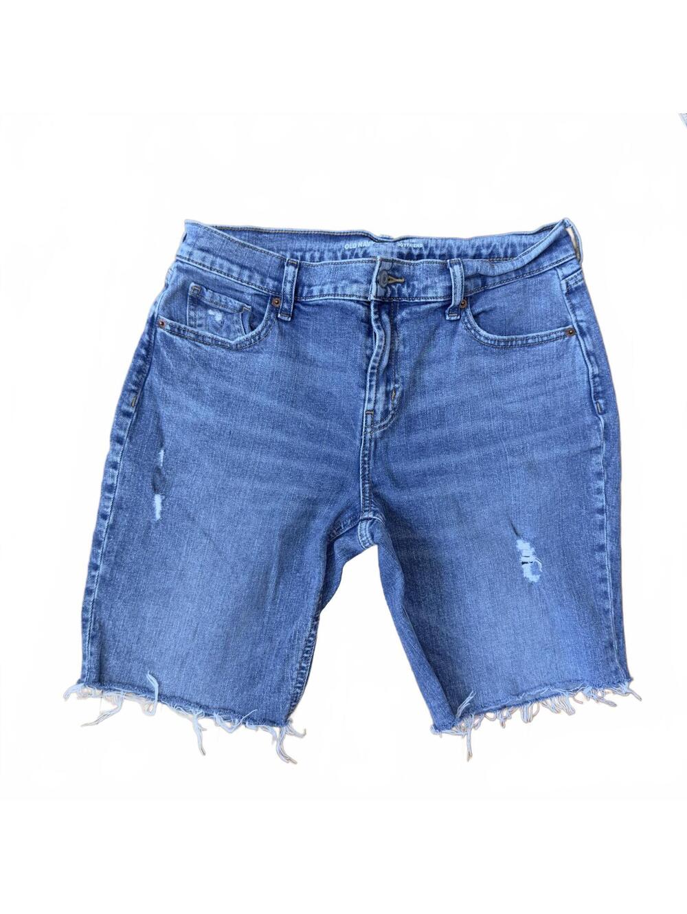Old Navy Mid-Rise Boyfriend Denim Shorts Size 6 Light Wash Distressed Frayed